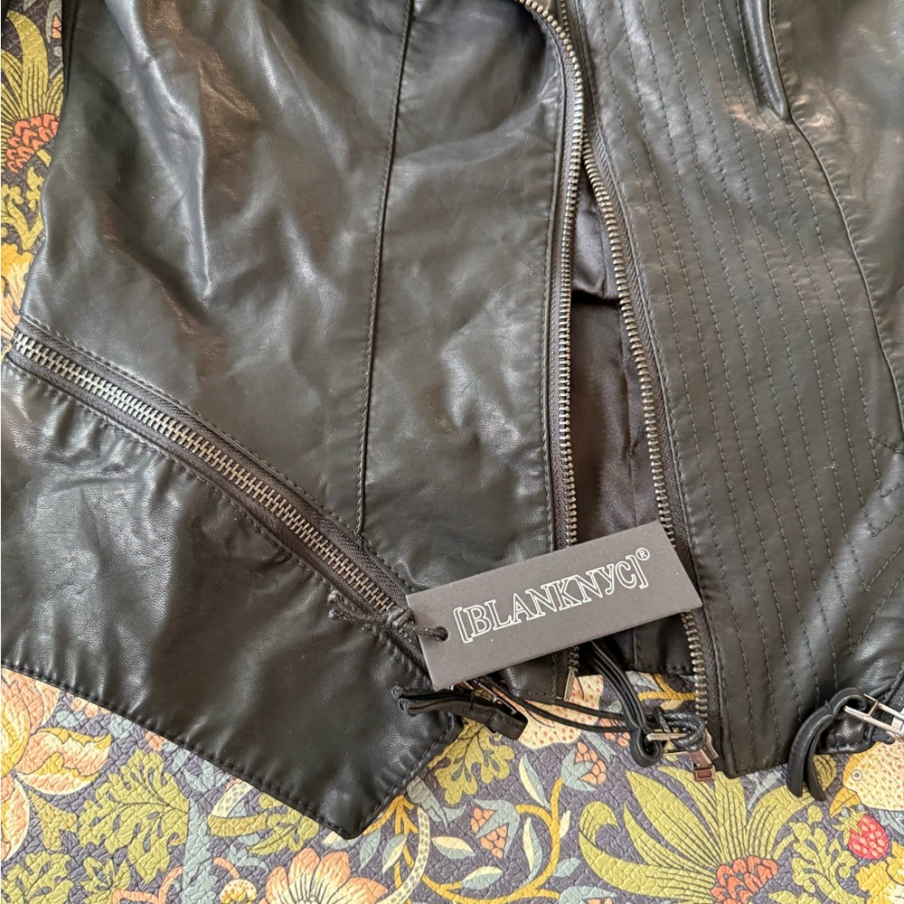 Blank NYC Black Faux Leather Asymmetrical Zip Jacket - Picture 6 of 6